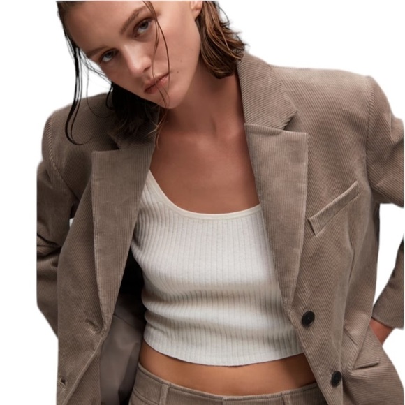 Everlane The Corduroy ‘80s Blazer Jacket. Taupe Grey Tan Size 6 #727 NWOT - Picture 2 of 7